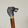 91.44 Cm Wolf Head Walking Cane Wooden Stick with Brass Handle Gift for Him, Her, Father, Mother, Grandmother, Grandfather