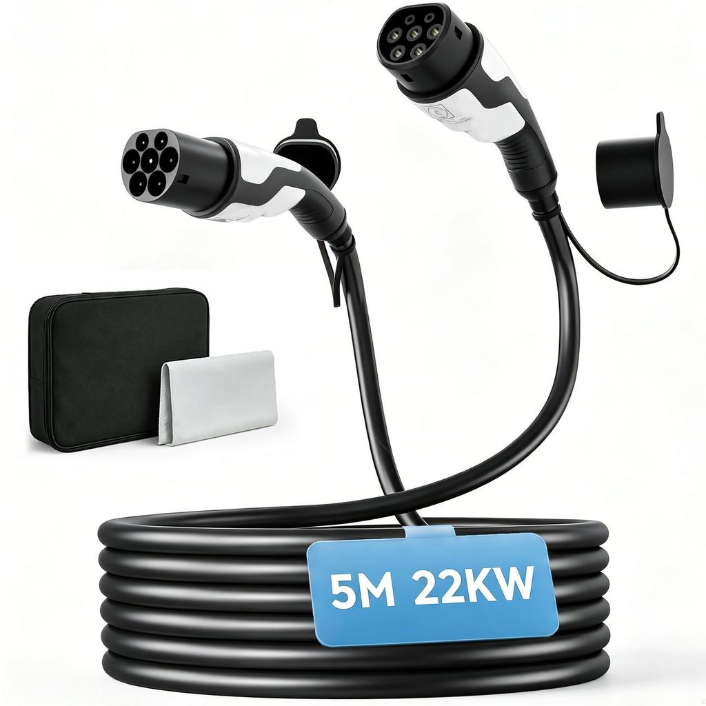 Type 2 EV Charging Cable, 22kW, 32A, Mode 3, 10m Fast Charging Cord