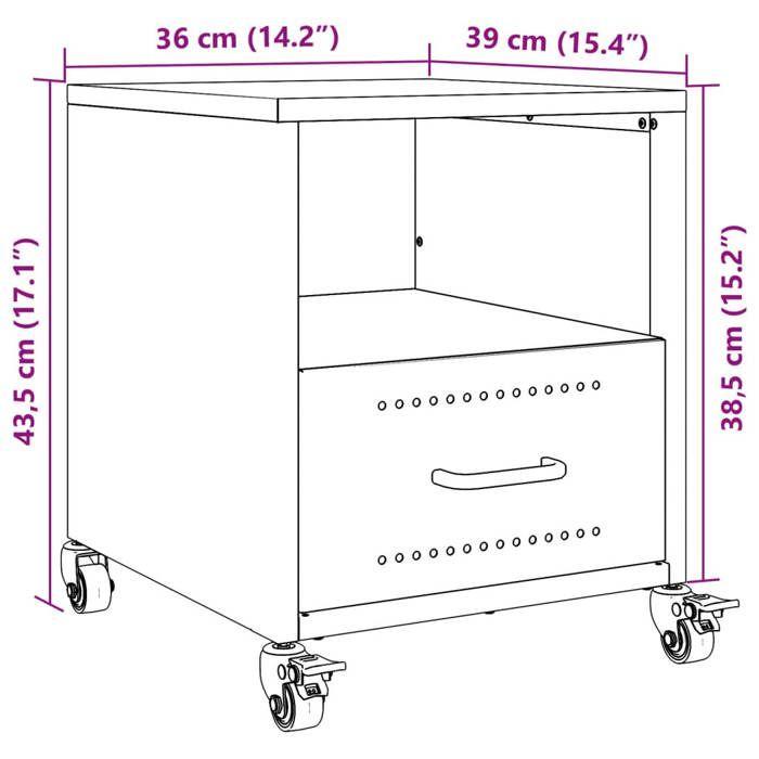 VidaXL Table de chevet jaune moutarde 36x39x43,5 cm acier, armoire, meubles de chambre à coucher, support de téléphone, 846710