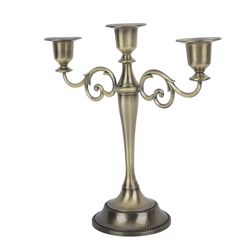 Metal Candle Holder 3 Arms High Gloss Retro Exquisite Candlestick Holder for Dining Tables Wedding