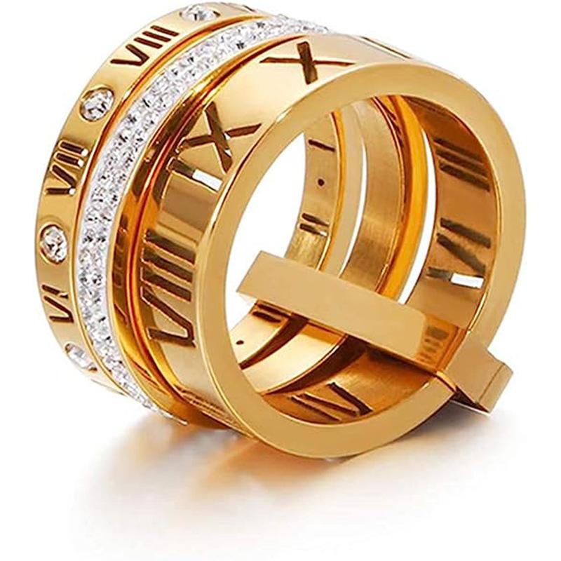 Starry Night European & American 3-in-1 Multi-Ring with Roman Lettering - Trendsetter Fashion Jewelry