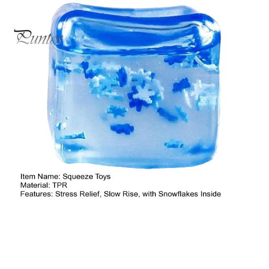 Calming Sensory Gadget Stress Balls Ice Cube with Snowflakes Inside, Squeeze Toy Fidget, Slow Rise Ball for Kids and Adults Anxiety Relief,