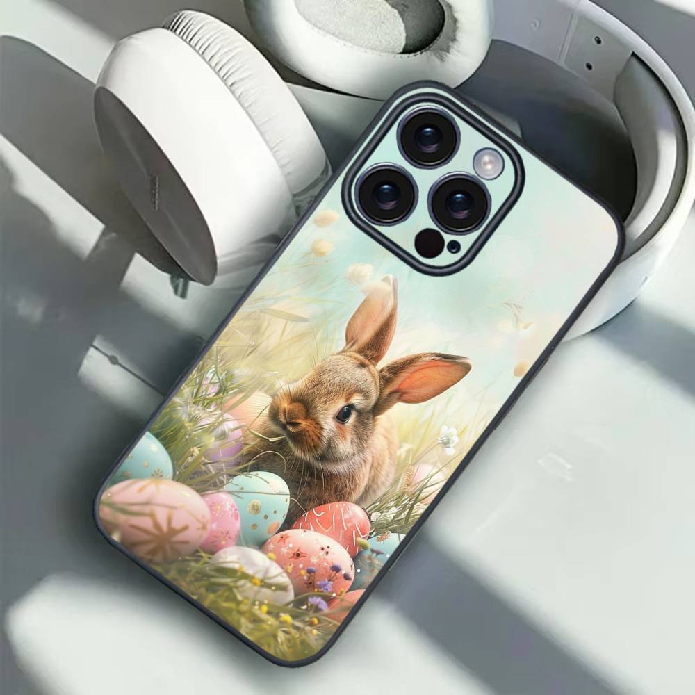 1PC Easter Bunny Eggs Phone Case For iPhone 16 15 14 13 12 17 PRO MAX PLUS Mini TPU Soft To Skin-friendly Case