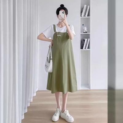 2023 Stylish Maternity Summer Suspender Dress – Loose Fit, Mid-Length, Spliced Two-Piece Design