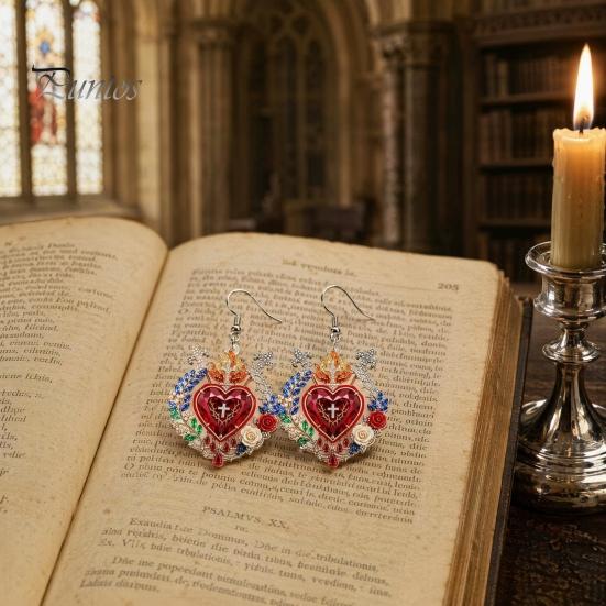 Lightweight Comfortable Earrings 1 Pair Faux Crystal Heart Earrings, Red Baroque Drop Earring, Attention To Detail Large Dangle Victoria Halloween
