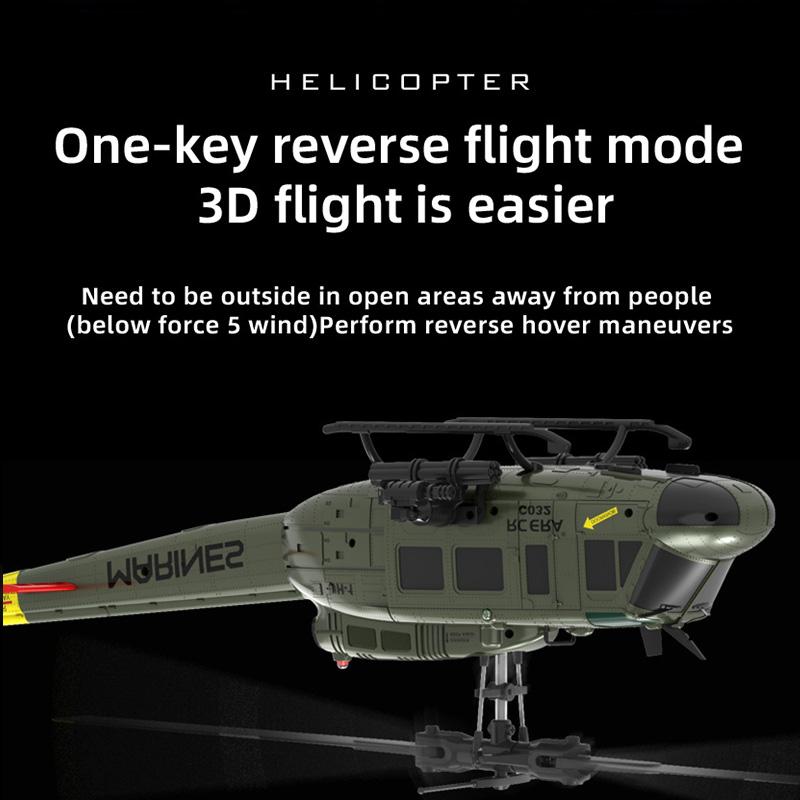 C032 Uh-1 Huey Simulation 3d Six Way Aileron Free Reverse Flying Stunt Helicopter Electric Remote-Controlled Aircraft Model Toy