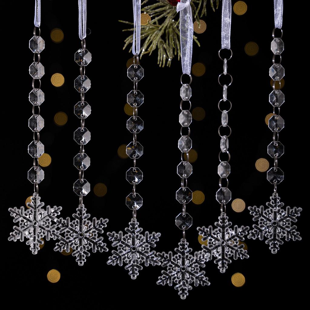 Christmas Acrylic Icicle Hanging Decorations Pendant With Snowflake Design For Festive Tree Decor