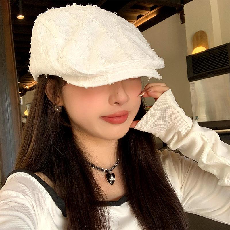 Anti-beret children spring and autumn cap corduroy forward hat men show their faces small painter newsboy hat