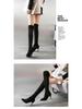 2025 High-Heeled Over-the-Knee Boots: New Slimming Chunky Heel, Elastic Velvet, Pointed Toe