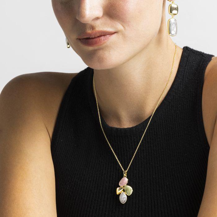 Collier - Luxenter - Laido - Or 18k - Laque Multicolore - 42 Cm + 3 Cm D'extension