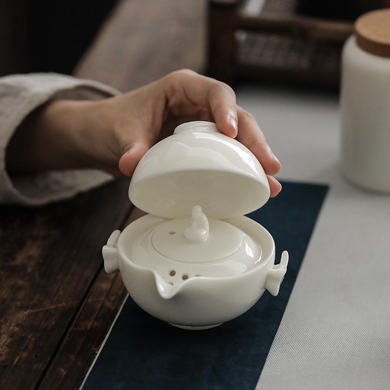 Speckstein Jade Kung Fu Keramik Teekanne mit Deckel Outdoor Reise Teeset Tragbare Express Tasse Anpassung