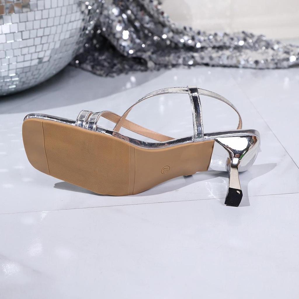 2025 Winter Square Toe Stiletto Heeled Sandals - Versatile, Elegant Single Strap Design for Women