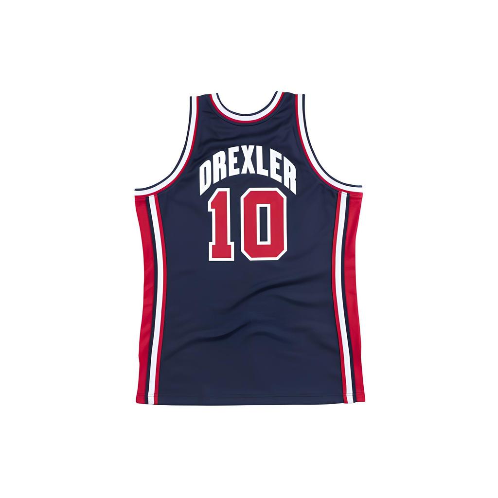 Mitchell & Ness Autentyczna Koszulka Drużyna USA 1992 Clyde Drexler 'Granatowo Czerwona' Męska AJY4GS18411-USANAVY92CDR