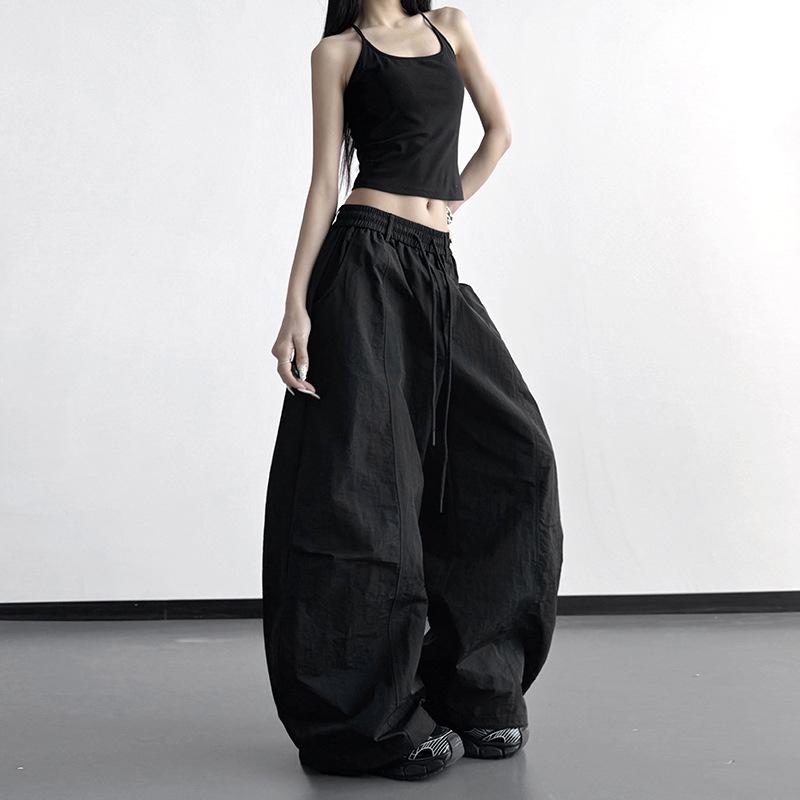

2026 Spring Black High-Waisted Wide-Leg Casual Women s Pants Medium