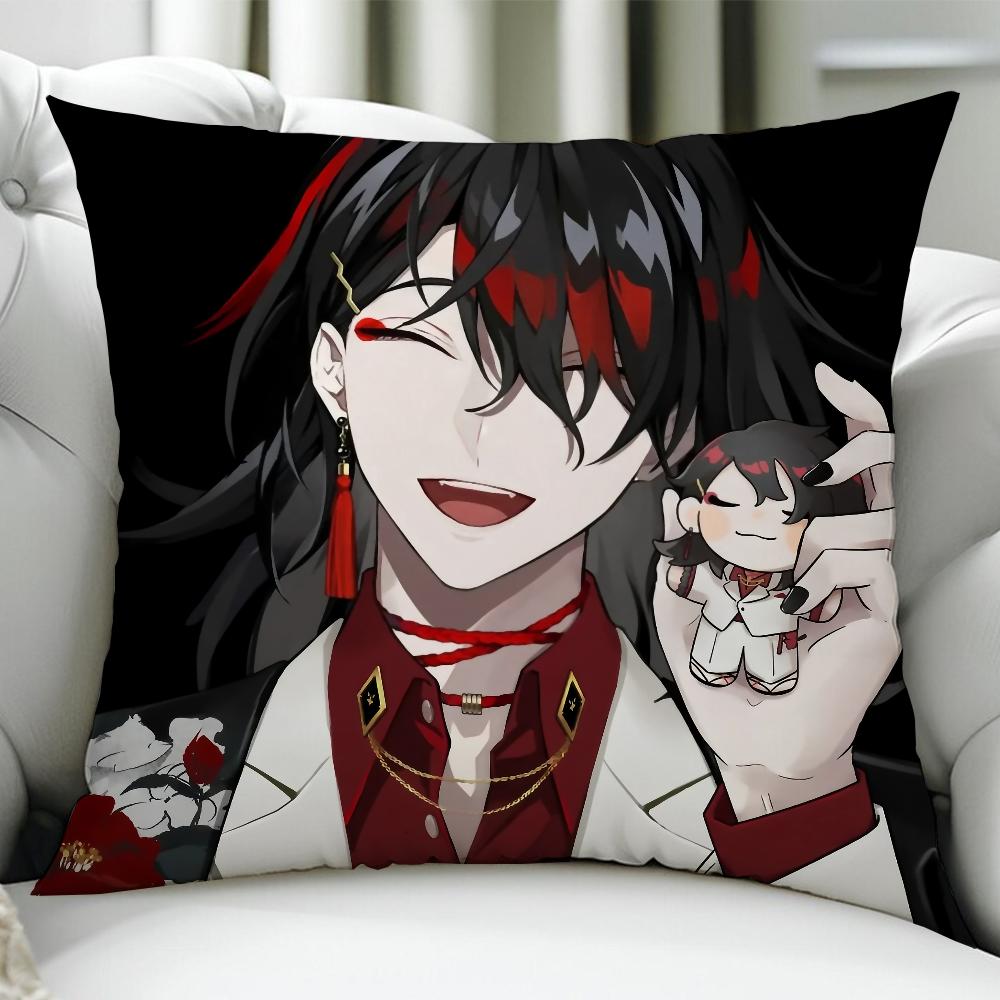 Vtuber Vox Akuma Cute Anime cushion cover Birthday Anniversary Gifts Double Sided Printed Zipper Cushion Cover Soft Skin Bedding