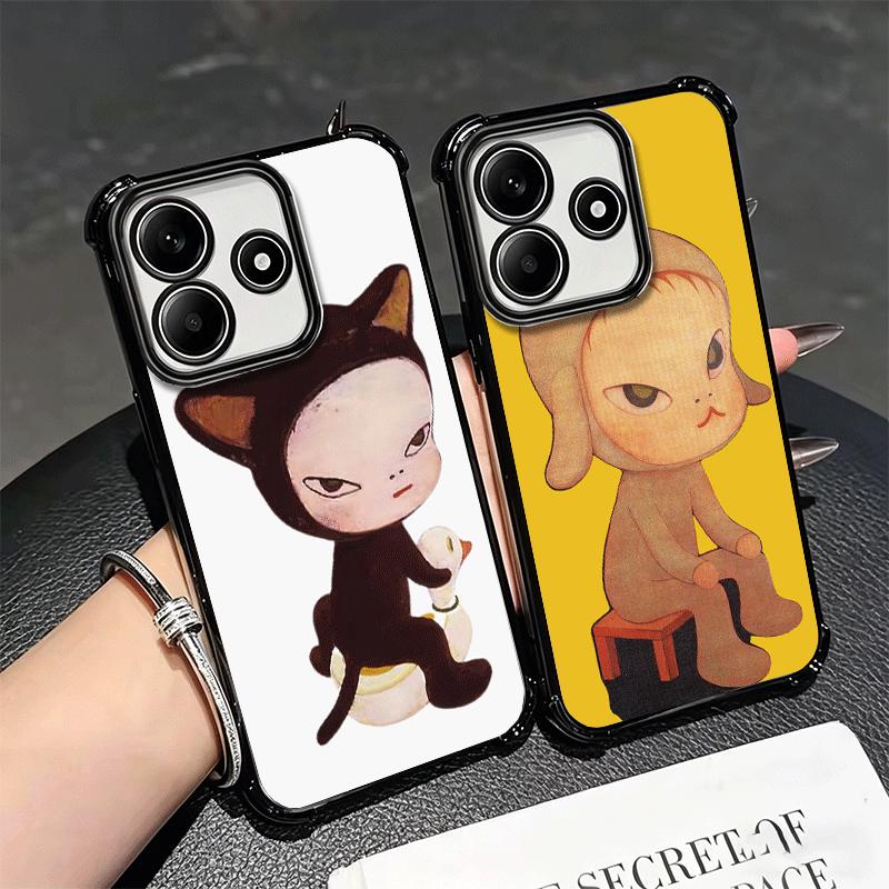Y-Yoshitomo Nara Soft Phone Case For Xiaomi Redmi Note 14 15 Pro Plus 13 12 11S 11T 5G 10 9S 9 Plating Anti-Fall Fundas