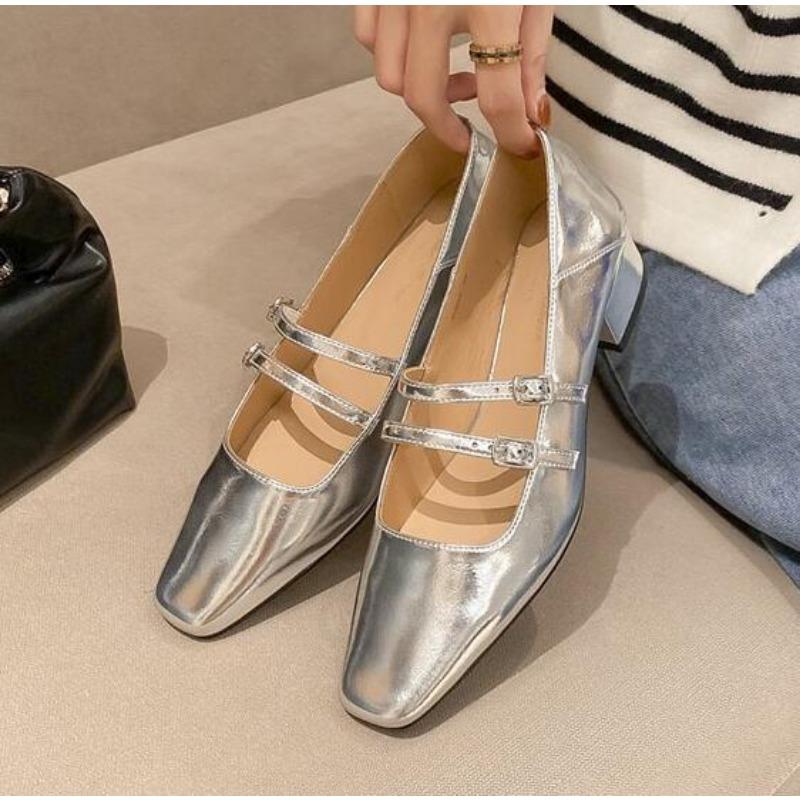 New Women Mary Jane Shoes Ladies Shallow Square Toe Thick High Heel Women's Elegant Ballerinas Shoes High Heel Pumps
