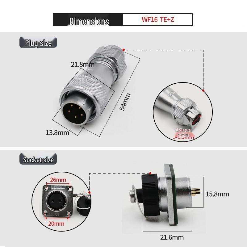 WEIPU Electrical Waterproof IP67 Aviation Plug Socket WF16 Core TE/Z