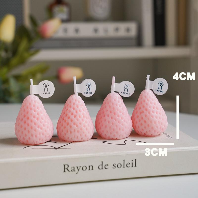 Handmade Cute Strawberry Scented Soy Wax Candle – Creative Birthday Party Favor Gift