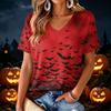 Women's V-Neck Lightweight Halloween Print Top for Spring and Summer
