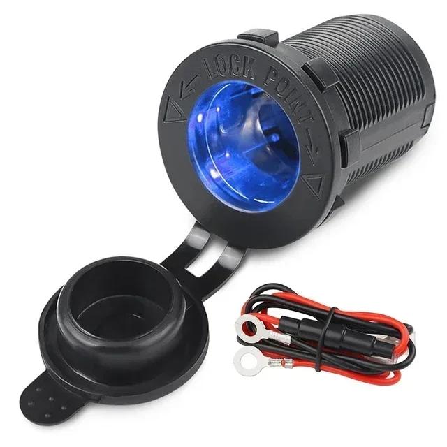 Auto Zigarettenanzünderbuchse 12V 24V Wasserdichter Stecker Stromausgangsadapter für Marineboot Motorrad LKW Wohnmobil ATV mit Kabel