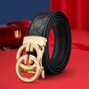 Men's Embossed Cowhide Leather Belt with High-Grade Alloy Automatic Buckle - Casual Style