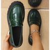 Fashion New Women's Casual Designer Platform Loafers Fashion Black Patent Leather Dress Shoes Comfortable Slip on Flat Shoe Plus Size 42