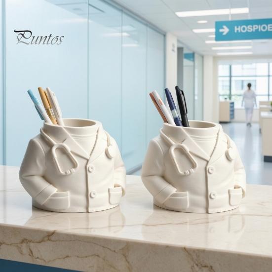 Desktop Organizer for Stationery Doctor Nurse Shape Pen Holder, 3D Print Resin Organizer, Large Capacity Pot with Weighted Base, Office Supplies