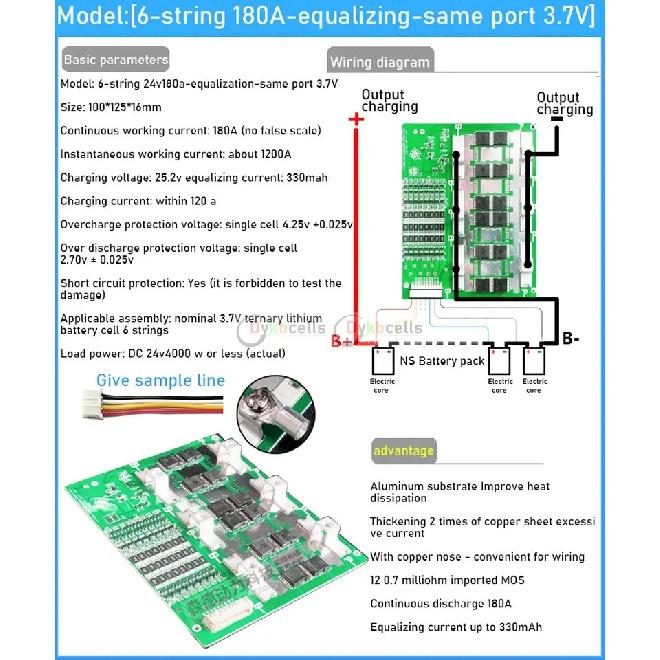 6S 7S 8S 24V 50A 100A 130A 230A 300A Li-ion Lifepo4 Lithium Battery Protection Board BMS Balance MOS Electrical Tool RV Inverter