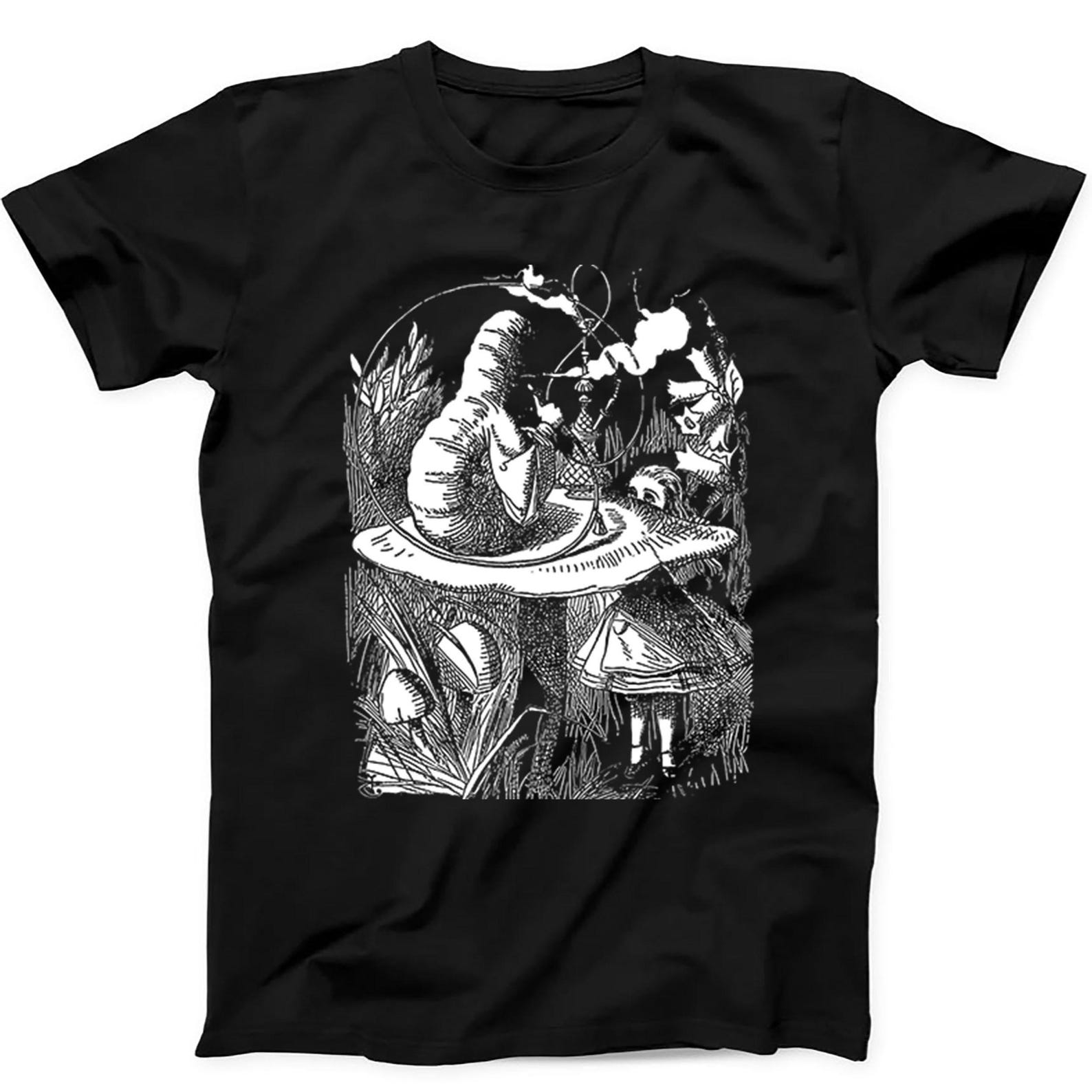 The Caterpillar Parody Alice In Wonderland Psychedelic Gift Black T Shirt 558 S