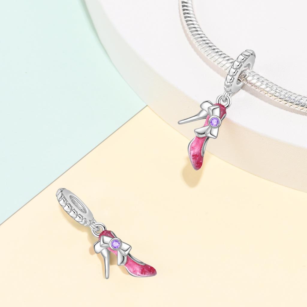 2026 Barbie Pink Girl Heart DIY Jewelry Accessories Bracelet 925 Silver Charm Beads