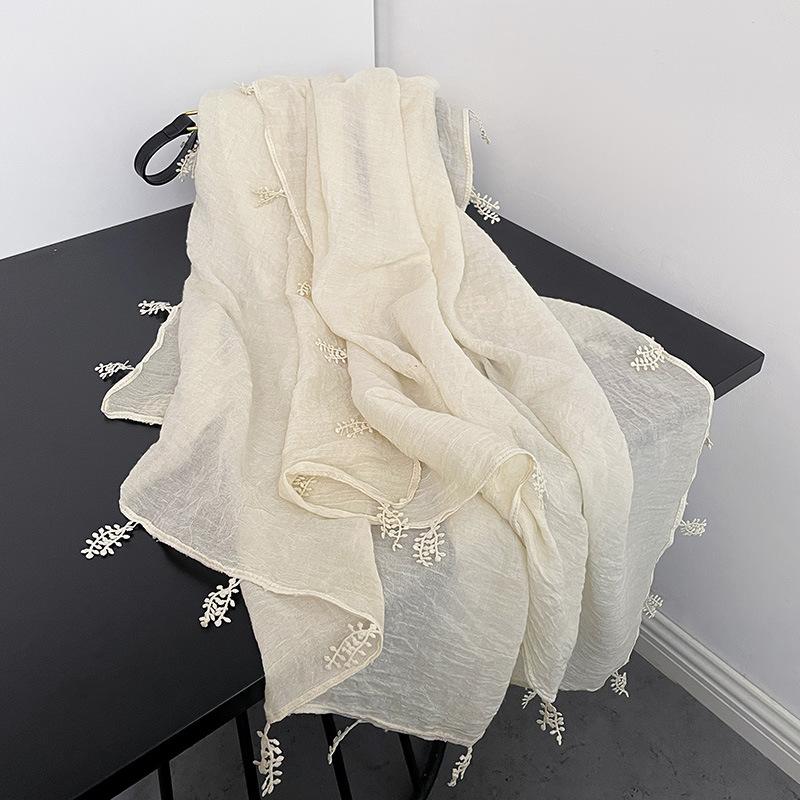 

Простой однотонный литературный и модный хлопково-льняной шарф, нишевый дизайн, шарф Дерево удачи , для путешествий и фотосъемок, трендовый шарф для сочетаний 190*80cm