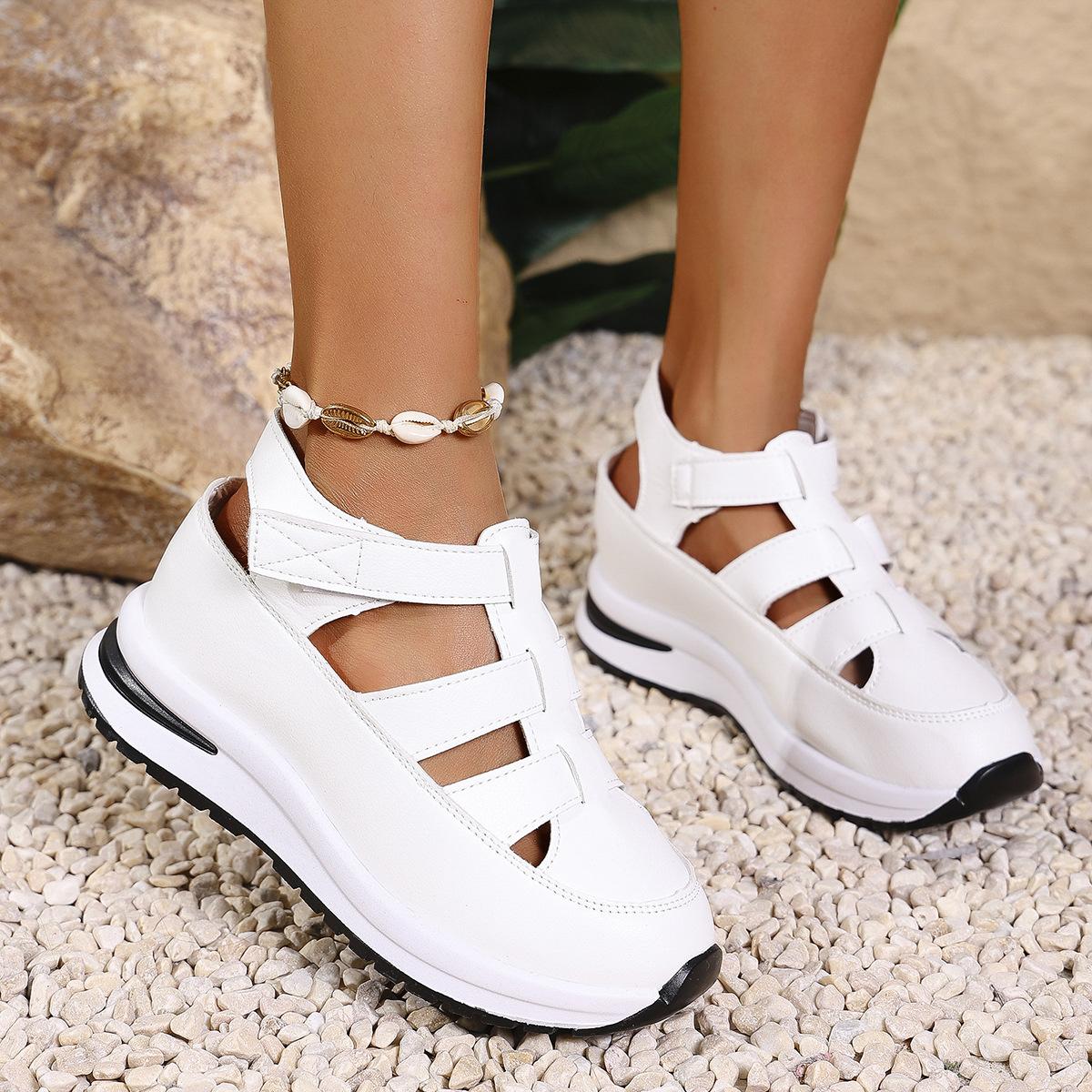 

Fashion Women s Sandals High Quality Summer 2025 New Wedges Heels Platform Sandals shoes for Women Breathable Thick Sole Casual Shoes 36 белый