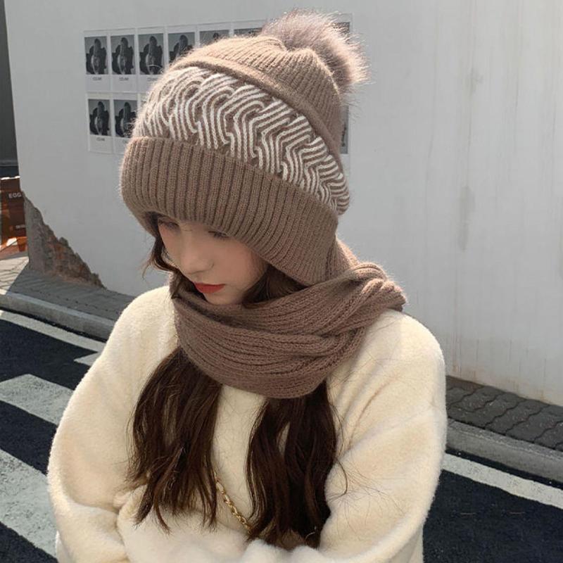The New Hat Scarf Is Integrated And Thickened The Warm And Warm Winter Ears