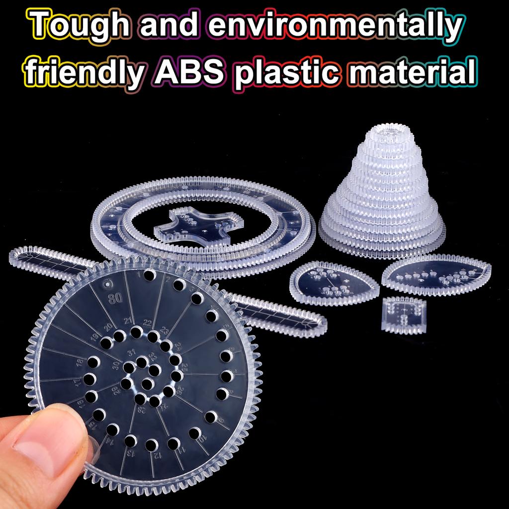 Ensemble De Règles Magiques Pour Spirographe, Modèle De Dessin En Spirale Géométrique, Artisanat D'art Créatif, Roues D'engrenages Imbriqués, Jouet De Peinture Pour Enfants