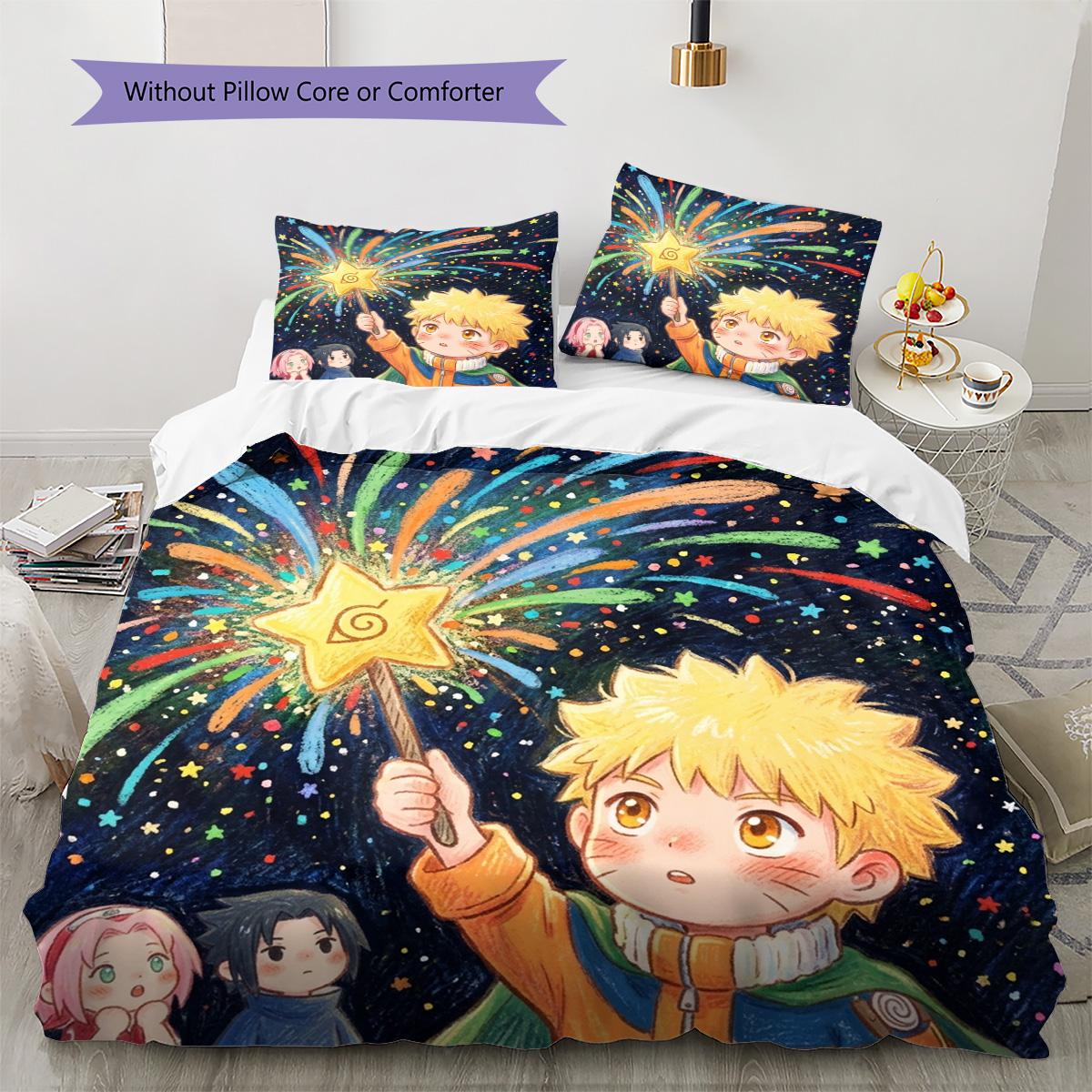 

Naruto Pattern Bedding Quilt Set Quilt Cover Pillowcase Home Decoration Birthday Gift (1 * duvet cover + 2 * pillowcase, without core) 135x200cm