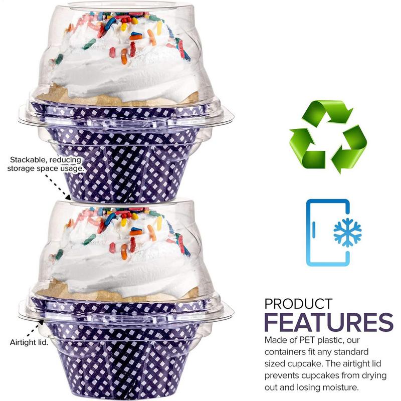 Individual Cupcake Containers 50X Clear Cupcake Carrier Reusable Stackable Dessert Case With Dome Lid Muffins Storage For