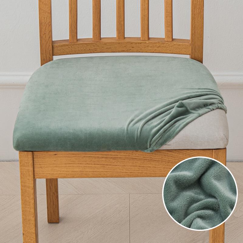 Velvet Stretch Fit Chair Seat Covers,Soft Solid Color Dining Chair Cover Removable Washable Chair Protector for Kitchen, Hotel