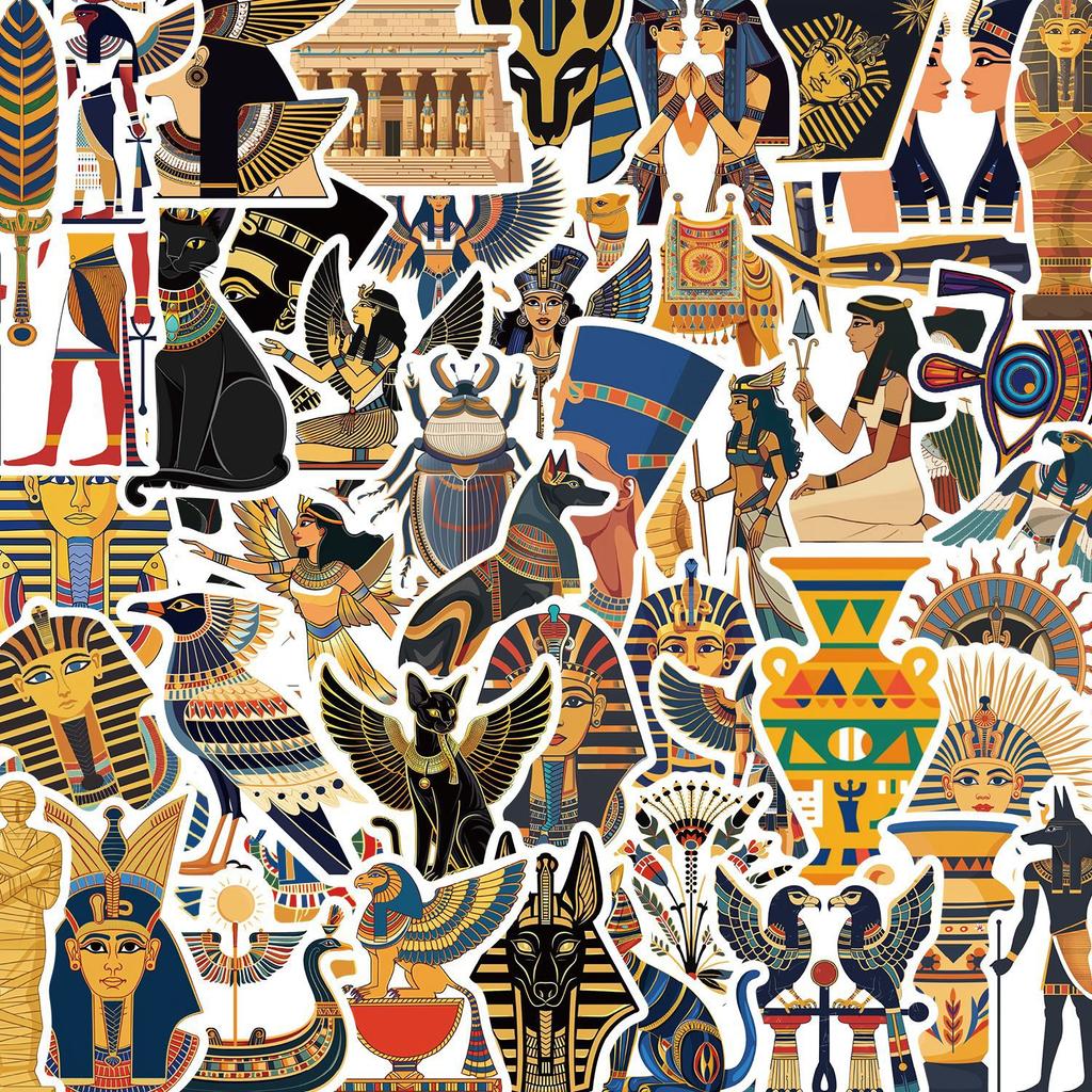 50 Cartoon Ancient Egyptian Graffiti Stickers Decorative Guitar Notebook Suitcase DIY Waterproof