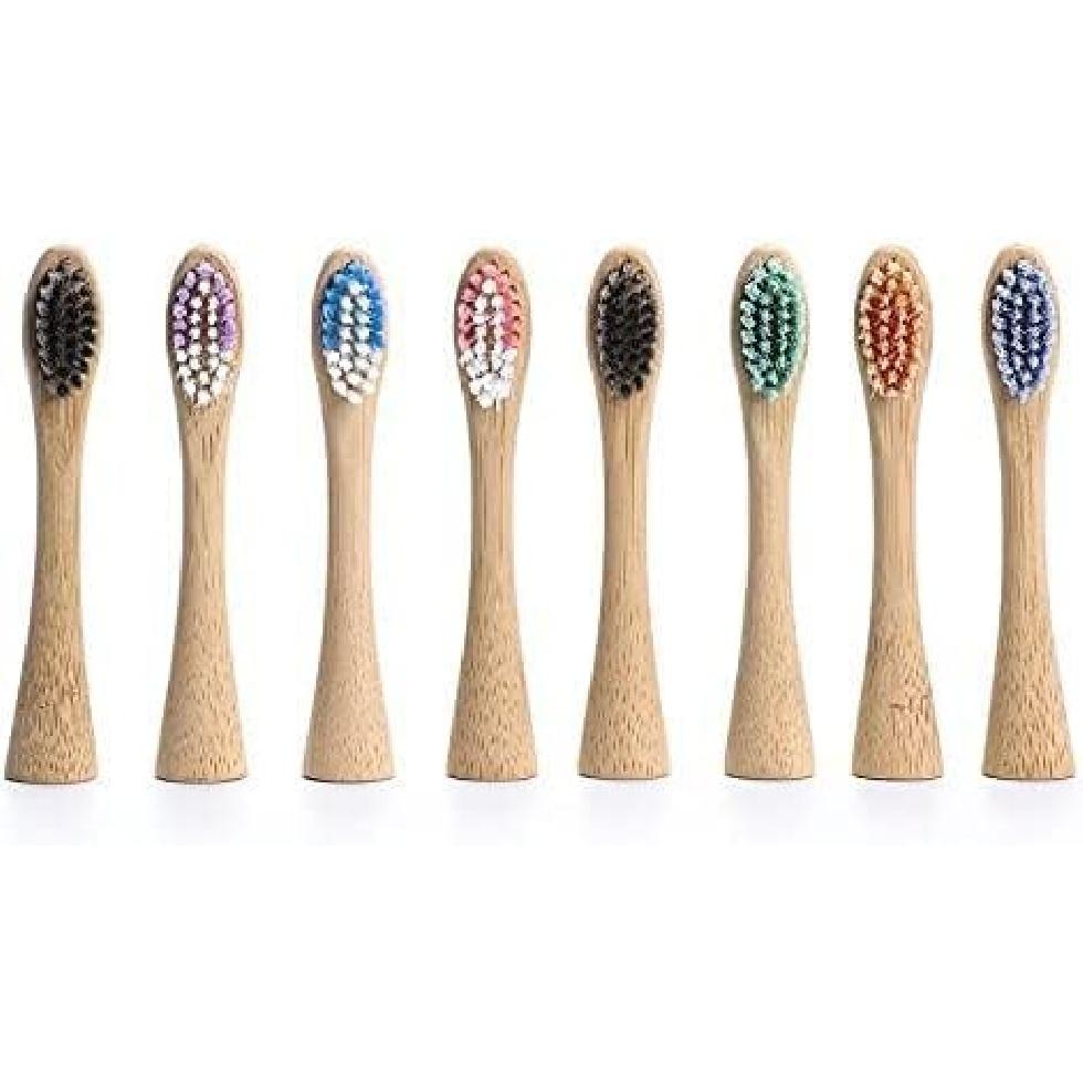 Bamboo Toothbrush Heads for MERAZO s Electric Bamboo Toothbrush Eco-Friendly Brush Heads (8pcs Toothbrush Heads)