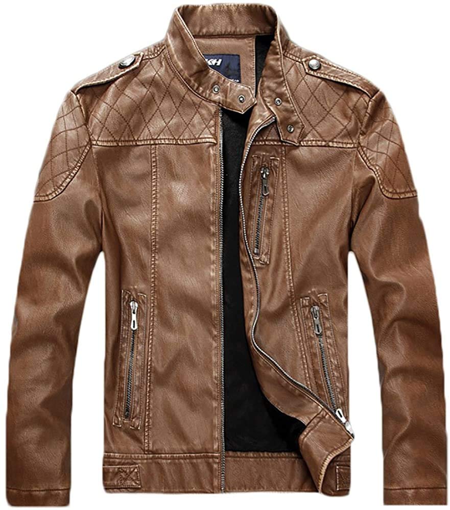 

Laquest Stitched Leather Jacket Rider s (L, Camel)