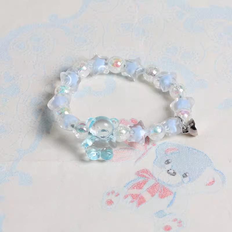 Colorful Preppy Style Beaded Bear Bracelets for Couples and Friends