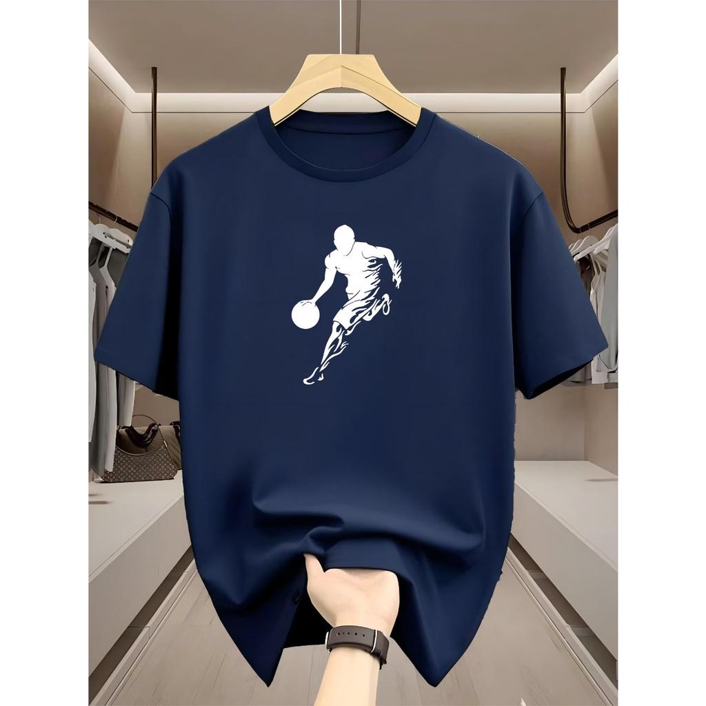 2026 Summer Short Sleeved Men's T-shirt Loose Youth Versatile Trendy Round Neck Half Sleeve Simple