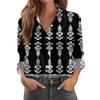 Women's Shirt With Floral Print Buttons, Long Sleeved Casual Regular Shirt Collar Top