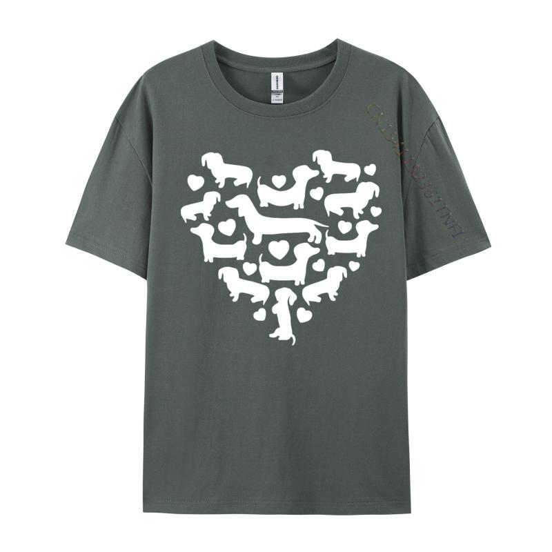 Leisure Tees Hip Hop Cotton Unisexs Top Tshirts Funny Dachshund Hearts Valentines Day Tshirt Black Shirt Graphic Tees