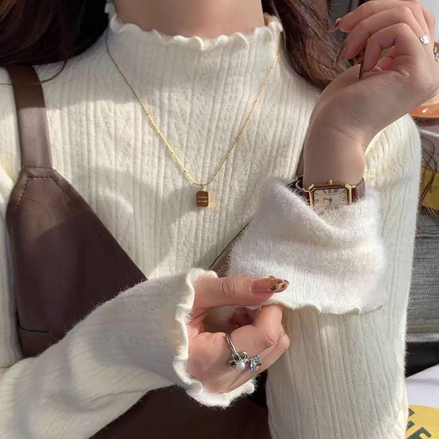 

Женский теплый вязаный топ из бархата большого размера – Осень/Зима, с воротником-стойкой, с длинным рукавом 4XL (200-230 jin) абрикосовый