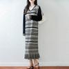 Women Sweater Dress 100% Wool MODERN NEW SAGA V-neck Knit Long Pullover Winter Jumpers Wool Long Dress Female