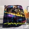 1Pc Cyberpunk Print Flannel Blanket, High quality Comfortable for All Seasons, Home Decor, Warmth and Comfort, Perfect for Christmas Gifts