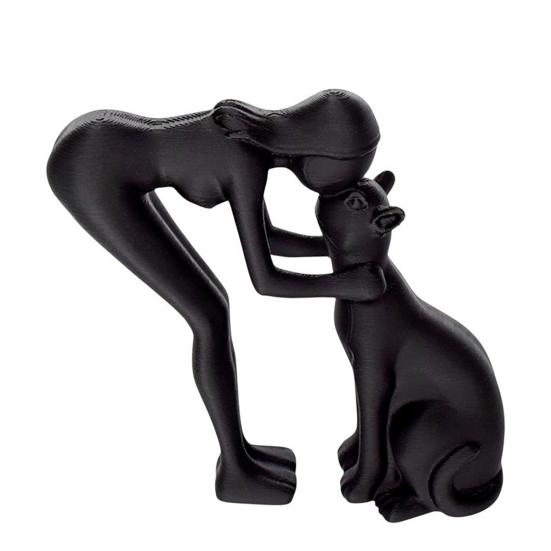 

3D Printed Minimalist Woman Petting Cat Figurine Black White Love Statue Modern Art Sculpture for Desk Shelf Home Decor Creative Gift for Couples чёрный