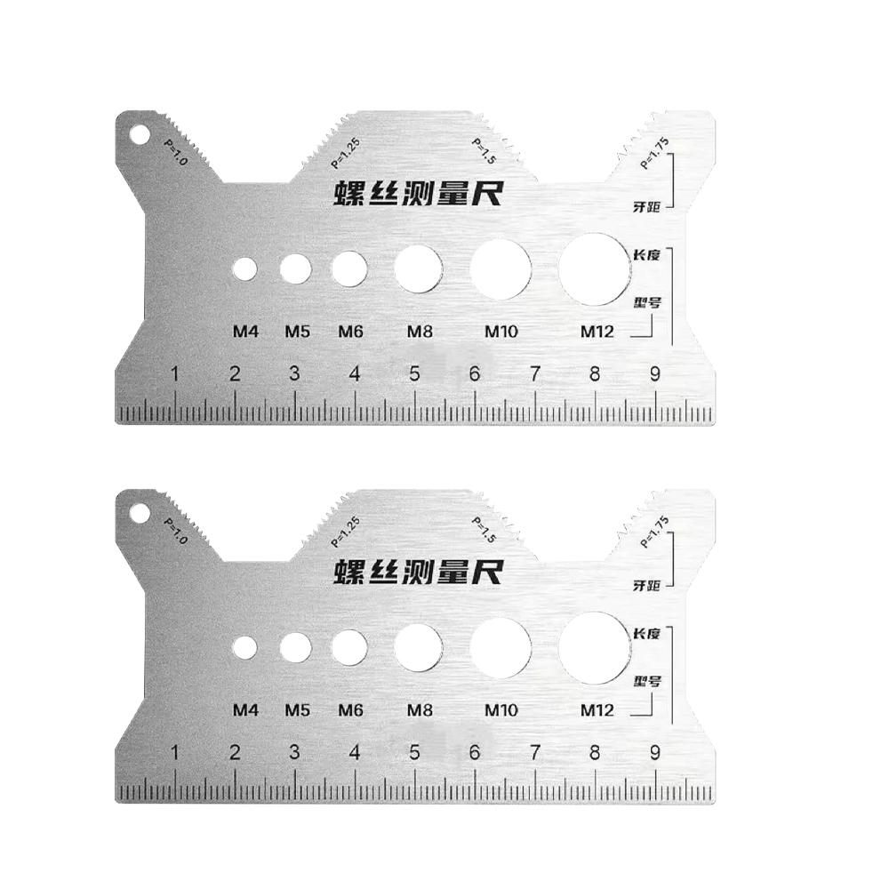 Stainless Steel Double-Sided Bolt Gauge Card Thread Measuring Tool Metric Thread Checker Portable Bolt Sizing Tools